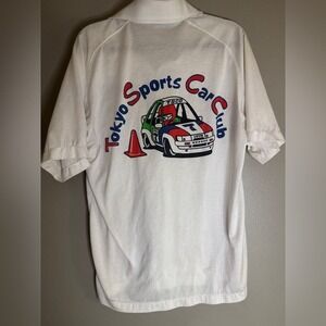 VINTAGE 80's Hogan Tokyo Sports Car Club Single Stitch Collar Polo US Medium